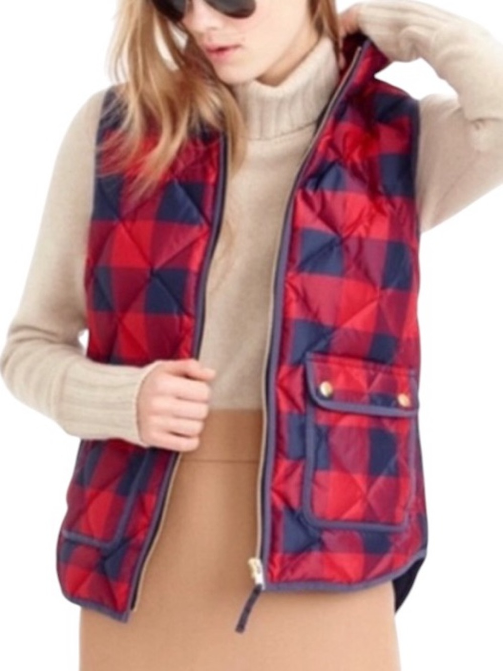 J. Crew Excursion Vest down filled quilted checkered size L excellent condition